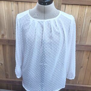 The Limited women's soft white clip dot flowy sheer long sleeve top size small